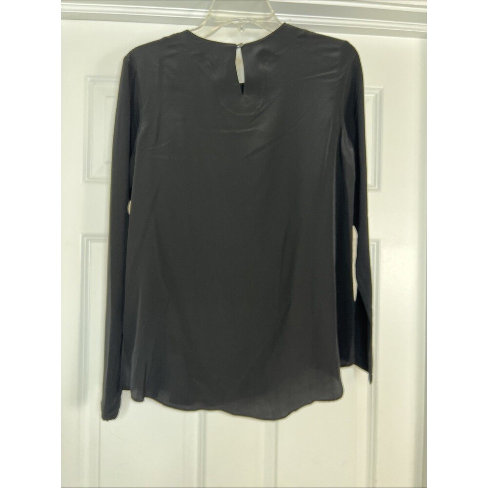 Nicole Miller 100% Silk Blouse S Black Long Sleeve Pleated Career Artelier New - Picture 9 of 13
